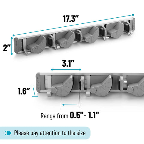 Aluminum Wall Mount Storage Rack With Four Hooks Built To Last Lightweight Durable Ideal Broom And Mop Holder dimensions