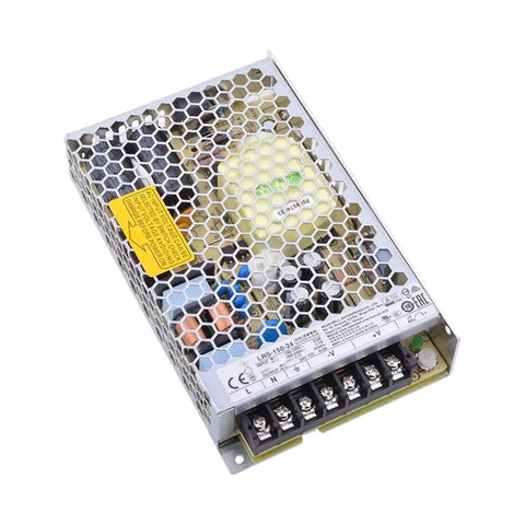 Ultra Slim 150W 24V 6.5A Enclosed Power Supply For 1U Rack Mount Wide 85-264VAC Input With 115/230VAC Select High Efficiency 89 Percent Space Saving Industrial Automation Controller Power Unit, metal grille top view