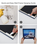 Four-step guide using Heavy Duty Large Picture Hanging Strips 32 Adhesive Strips 16 Pairs No Nails No Damage Wall Hangers for frames.