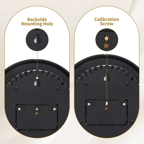 Back view of Three In One All Season Weather Station With Thermometer Barometer Hygrometer, showing mounting hole and calibration screw.