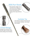 24-piece set of 3/16 in x 7 in SDS-Plus concrete drill bits with carbide tips and U-flute design; 1/4 in hex shank