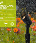 Low Voltage 12V 5W MR16 LED Landscape Light in rain, cast aluminum, outdoor spotlight for yard and garden with warm white bulb and spike