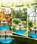 Solar Powered Cascade Hanging Bird Bath Fountain For Outdoors Weatherproof No Fuss Maintenance Garden Decor With Built In Solar Pump To Attract Hummingbirds Durable Blue Outdoor Water Feature in garden settings