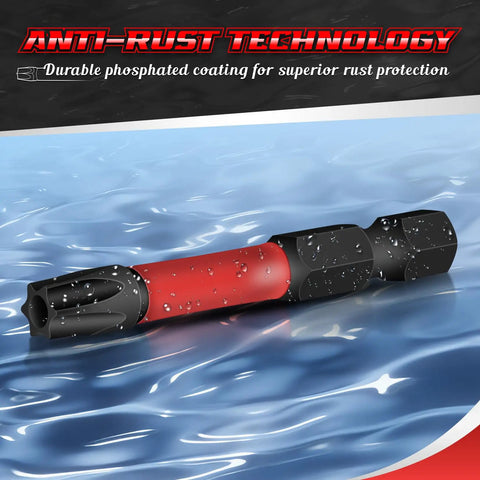 Security Torx Bit Set For Impact Driver, 29 PCs, T5 To TT40, S2 Steel with anti-rust coating and water droplets.