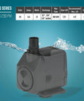 Energy Efficient 115 Volt Magnetic Drive Fountain And Pond Pump With Adjustable Flow Valve 300 GPH 6 Foot Cord Black