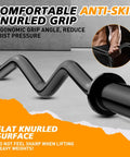 Ergonomic EZ Curl Bar For Home Gym Must Have, 47 Inch Bar With 2 Inch Weight Sleeves and knurled grip detail