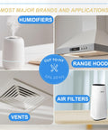 Image of humidifier, range hood, vent, and air filter for Six Pack Cut To Fit Activated Carbon Filters For Honeywell HPA Series.