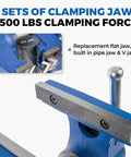 Heavy Duty Bench Vise With 360 Degree Swivel Base And Anvil, 4 Inch Jaw, 5,500 Lbf Clamp, industrial strength ductile iron