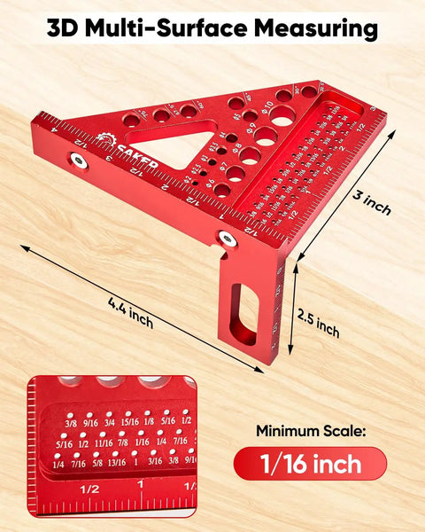 3D Multi Angle Measuring Square Ruler For Woodworking And Construction Pro Grade Aluminum Carpenter Square with laser scales