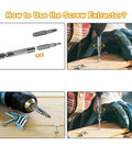 Premium 25 To 140 Piece Screwdriver Bit Kit With Torx Wrench For Phone PC Repair Includes Magnetic Bits And Auxiliary Disassembly Tools Perfect For Daily Tech Fixin' And DIY gadget hustle. screw extractor shown drilling out wood screw