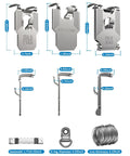 11 pieces showing various heavy duty drywall hooks rated 25, 40, and 65 pounds for 111 Piece Picture Hanging Kit With Heavy Duty Drywall Hooks No Nail Claw Wall Mounts Rated 25 40 And 65 Pounds.