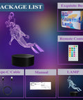 Package contents of Scuba Night Light 3D Illusion Lamp With Remote 16 RGB Colors 4 Flash Modes Dimmable And Timer