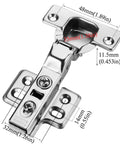 Half Overlay Soft Close Cabinet Hinges For Frameless Cabinets, Concealed European Style, 35mm Cup, Nickel Plated