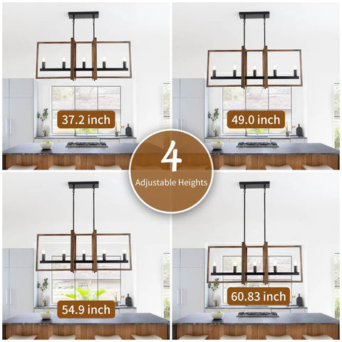 Modern Farmhouse Chandelier for Dining Room and Living Room, Large Contemporary Kitchen Lighting Fixture with Adjustable Heights