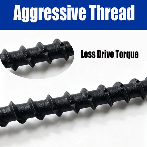 220 Pack One Quarter X 6 Phillips Drywall Screws For Sheetrock Wood Framing showing aggressive threads for secure grip.