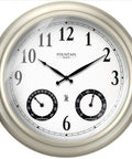 Huge 20 Inch Outdoor Atomic Clock With Thermometer And Hygrometer 3 In 1 Weather Station Large Wall Clock For Living Room Or Patio Modern Farmhouse Morning Silver Finish
