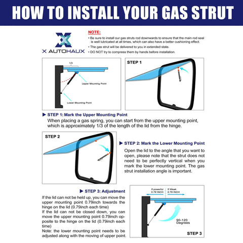 How to install 2 Pack Black Gas Spring Lift Supports And Struts For Rv Car Truck Window Cabinet Door Covers 4 Inch guide.