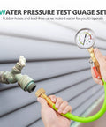 Stainless steel water pressure gauge kit with 2-inch dial, 0-200 psi, EPDM hose and 1/4in LF valve