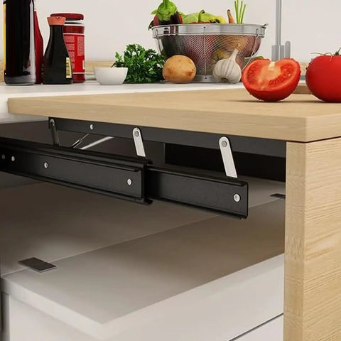 Beefy Heavy Duty Concealed Soft Close Lift Table Drawer Slides Side Mount Black Cold Rolled Steel under kitchen counter
