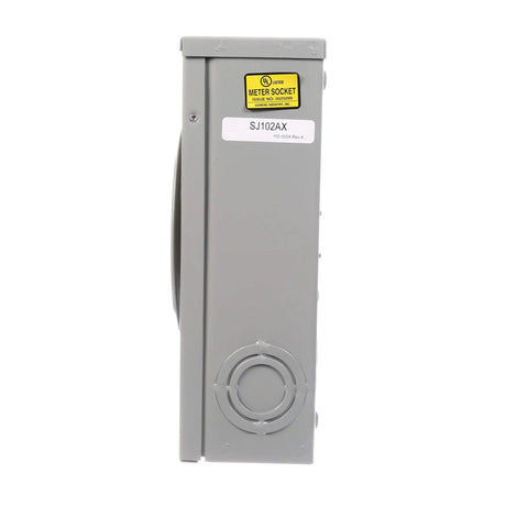 Side view of 100 Amp Ring Type Meter Socket For Residential Use Ring Style Overhead Meter Enclosure With 125 Amp Rating Steel Construction