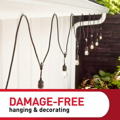 Outdoor Light Clips Set With 20 Clear Hooks And 24 Water Resistant Strips For Damage Free Hanging Of Outdoor Lights on soffit