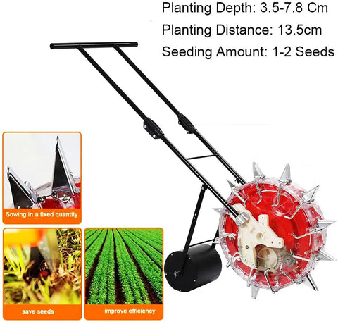 Precision Garden Seeder Hand Push Spreader Manual Planter For Rows 8 Hole Seeding Machine with iron build and depth settings