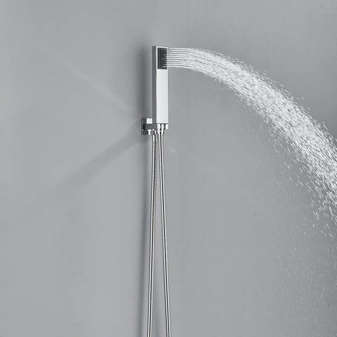 Two Way Chrome Shower System With 10 Inch LED Rain Head Wall Mounted Handheld Sprayer Brass Valve Rough In Body Pro Grade Spa Quality Chrome Finish Air Energy Technology For Consistent Powerful Rain