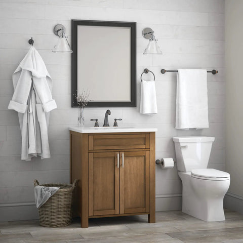 Oil Rubbed Bronze Towel Ring Holder Wall Mounted For Bathroom And Kitchen, 7 Inch Round Ring, visible next to cabinet.