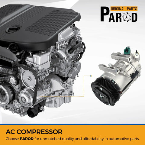 Robust Ac Compressor With Clutch Oem Replacement For Nissan Altima 2.5 L Engine next to engine, showcasing direct bolt-on upgrade.