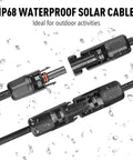 1 To 4 Solar Panel Branch Connectors Kit For Parallel Wiring with IP68 waterproof feature, showing M to F and F to M adapters.