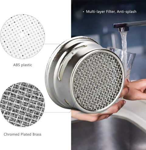 Easy Install Jet Regulating Aerator Replacement Filter With Gasket For Kitchen And Bathroom Faucets, Brass Shell, 15/16 Inch Male Threads