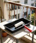 Grab This Killer 4 Inch Mini Paint Roller Kit With Tray For Flawless Furniture And Door Touch Ups Designed For Easy Home Reno Projects And Quick Fixes To Tackle Tight Corners With No Sweat on a balcony.