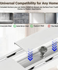 Double Row Ceiling Mounted Curtain Track System For Windows White Adjustable From 3 To 18 Feet Ultra Quiet PVC Pulleys With Silent Strips Includes Handsaw No Fuss Setup Great For Hotels Hospitals And Home Or Office Use on gypsum wall with anchors