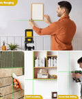 100Ft Green Cross Line Rotary Laser Level With Tripod, 360 Degree Horizontal And Vertical Lines, self-leveling laser on tripod for picture hanging
