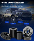 Heavy Duty Ball Joint Press Kit With 4WD Adapters for multiple vehicle brands shown with pickup truck backdrop.