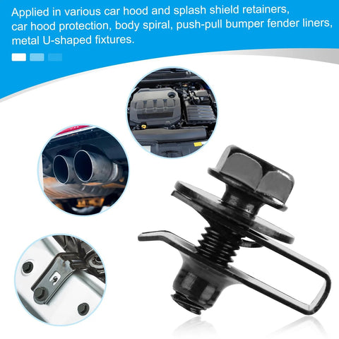 50 Piece Automotive Body Bolts And U Nut Clamp Kit With Metal Bumper Fender U Nut Retainers for hood splash shield cover