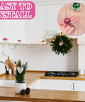 Crystal Drawer Knobs Set 20 Pcs Diamond Dresser Knobs 30mm Multicolored installed in kitchen, with hand holding a pink knob
