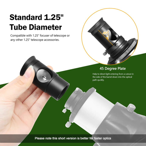 1.25 Inch Metal Collimating Cheshire Eyepiece For Newtonian Reflectors Without Laser, showing compact aluminum design.