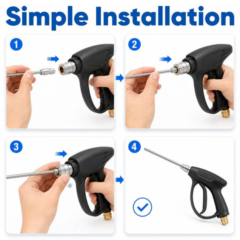 High Pressure Washer Nozzle Kit With Stainless Steel Flush Wand Extension Tips Quick Connect installation guide