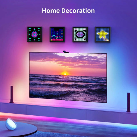 LED Pixel Display Panel For RGB Light Bars With Smart App Control, 16 Million Colors, Pixel Art Animations on wall display.
