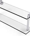 Washington Square 22 Inch Slick Two Tier Glass Shelf in Satin Chrome Solid Brass Build Tempered Glass With Concealed Mounting Screws