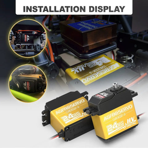 Installation view of Beefy 24Kg Digital High Torque Programmable Metal Gear Steering Servo for 1/10 RC cars with aluminum housing