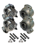 Racing Wheel Hub Set Front And Rear For American Bolt Circle Two And A Half Inch Dual Pattern Holes With Front Three Quarter Inch Axle And Rear