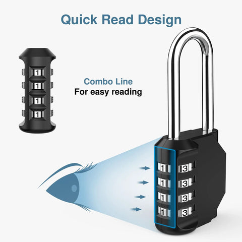Quick read design of 4 Pack 2.6 Inch Shackle 4 Digit Outdoor Waterproof Padlocks for Hasps Lockers Fences Gates Toolboxes and Cabinets Heavy Duty Zinc Alloy Security Locks.