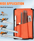 Universal Field Chainsaw File Kit 14 Piece Sharpening Set With Stump Vise File Guide Depth Gauge Groove Cleaner in pouch