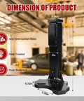 Universal Wheel Hub Removal Tool For Cars And Trucks display with dimensions and rust-resistant steel