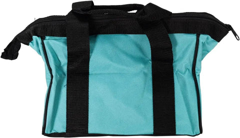 11 Inch Contractor Tool Bag For Small Power Tools, turquoise with black straps, shown upright for durability and portability