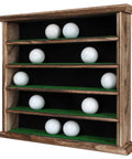 Rustic Wood Golf Ball Display Cabinet Wall Rack 5 Tier Shelf No Door Holder For Collectible Balls And Trophies Wall Mount Golf Display Case