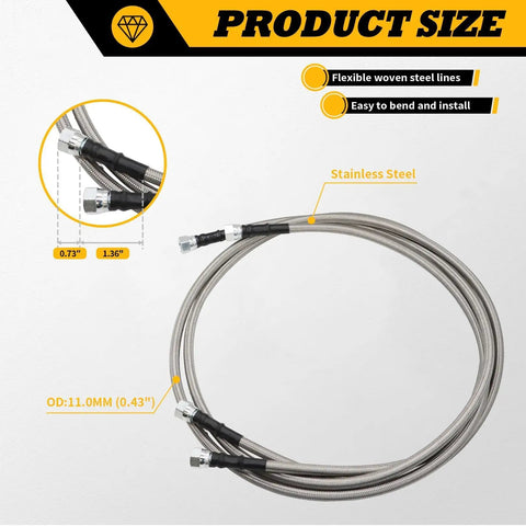 70 Inch 6AN Transmission Cooler Hose Kit With Stainless Steel Braided PTFE Lines for 4L60E 4L80E TH350 TH400 2004R 700R4 And C5 Vehicles