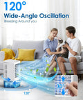 4 In 1 Portable Air Conditioner Unit With Humidifier And LED Night Light in living room with oscillating breeze